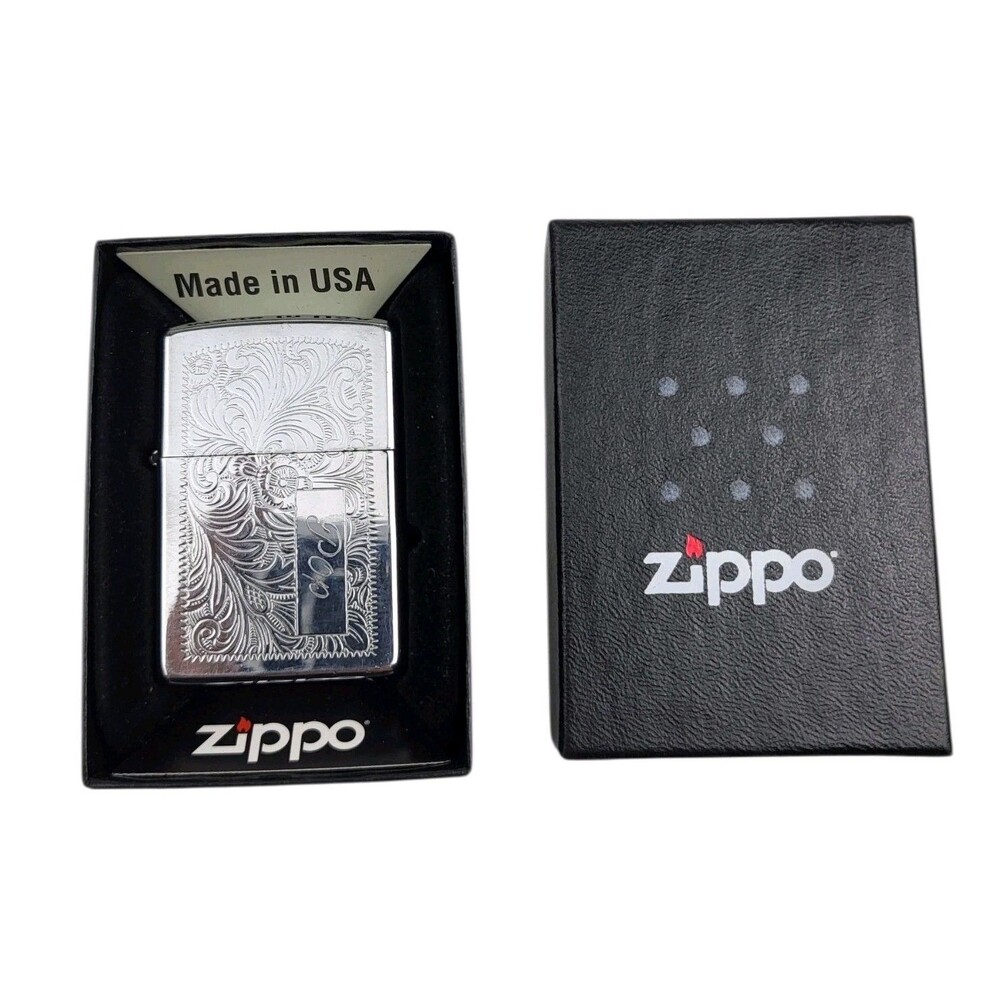 1992 Vintage Zippo Lighter - Florentine / Venetian Scroll Design Pop Needs Flint